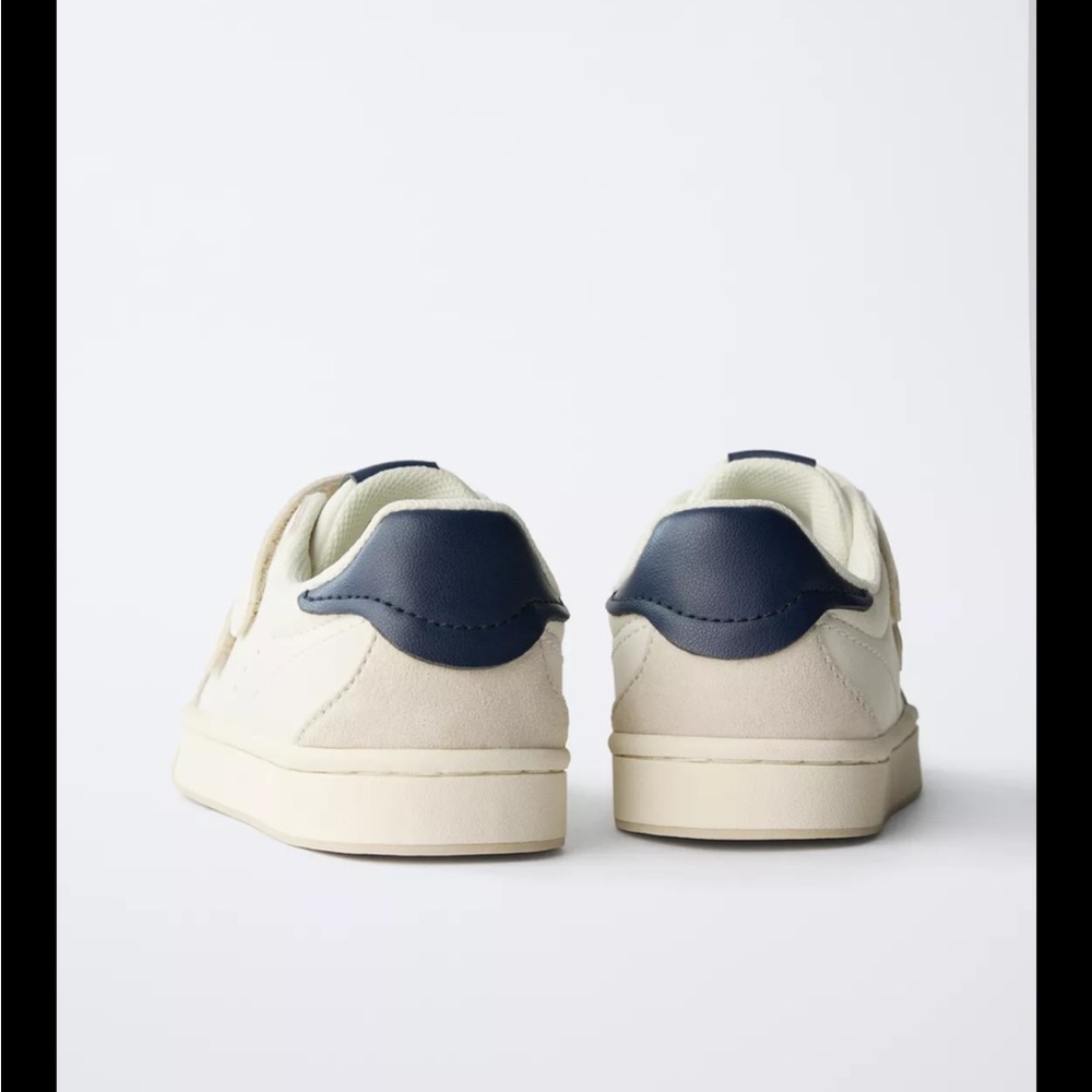 NWT Zara Kids Cream and Blue Velcro Sneakers - Picture 7 of 8